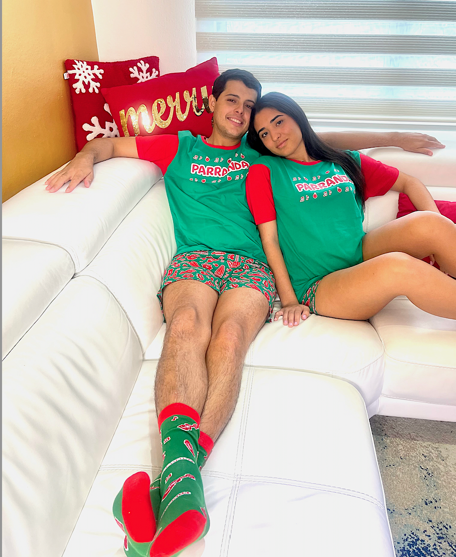 "Parranda" Christmas short pajama set